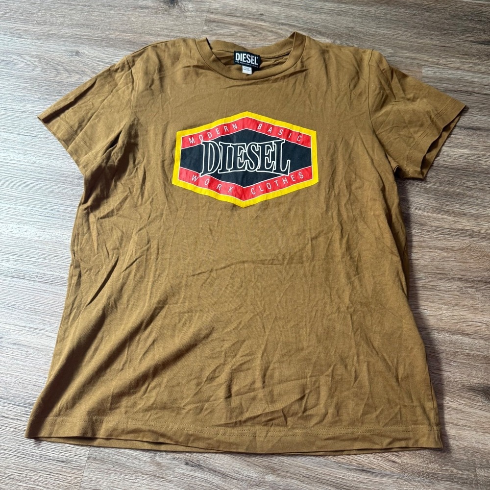 Diesel Graphic Tee Short Sleeve Shirt T-Shirt | Brown‎ | Size Small